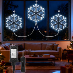 Beatineon Christmas Light Up Wall Decor, 3D Infinity Mirror Snowflake LED Lights for Winter Wonderland Bedroom Living Room