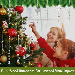 OuMuaMua 32pcs Iridescent Acrylic Snowflake & Icicle Crystal Hanging Pendants for Xmas Tree Winter Frozen Decor