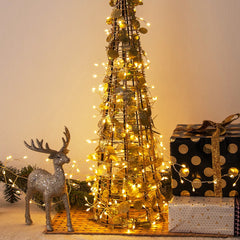 RESNICE Cluster Fairy Lights 50FT Firecracker String Lights 500 LED Warm White Plug in Indoor Silver Wire String Lights with Remote for Christmas Tree,Plant,Garden,Patio,Backyard