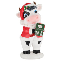 Lighted Blow Mold Cow Indoor/Outdoor Christmas Decoration, Red/White/Black, 24", by Holiday Time