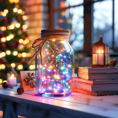 Fairy Lights Plug in, 33Ft 100 LEDs Waterproof Silver Wire Firefly Lights, Adaptor Included, Starry String Lights for Wedding Indoor Outdoor Christmas Patio Garden Decoration, Warm White