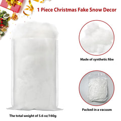 Christmas Fake Snow Decor, Fluffy Fiber Artificial Snow Indoor White Fakes Snow Decoration for Christmas Tree Flocking Village Crafts Winter Wonderland Nativity Xmas Display Decoration, 3Bags