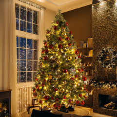 LAZY BUDDY 6ft Pre-lit Artificial Christmas Tree, Cashmere Hinged Xmas Tree with 550 Branch Tips & 250 Warm Lights