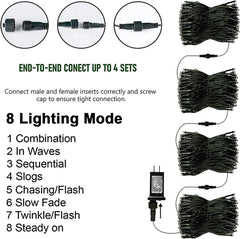 Morttic 132FT 400 LED Christmas Lights, Christmas String Lights Plug in with 8 Modes, Waterproof Christmas Decorations for Xmas Indoor Outdoor Party Home Tree Decor, White