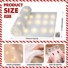  2Pcs LED Christmas Snow Blanket Runner, Illuminated Fake Snow Decoration, 70 x 17.7 Inch