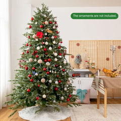 Gymax 8 Ft Artificial Christmas Tree Unlit Hinged Xmas Tree w/ Metal Stand