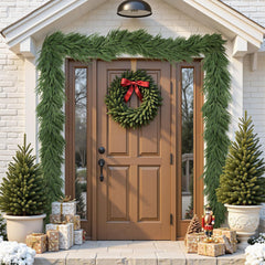  9FT Real Touch PE Christmas Garland, Artificial Norfolk Pine Garland for Mantel, Stair Railing, Christmas Tree, Xmas Decoration for Indoor & Outdoor, Green