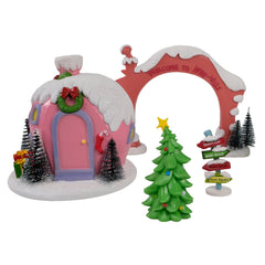  The Grinch Whoville Village 4-Piece Christmas Set — House, Arch, Sign Post & Tree