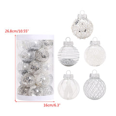 HIABIO Small Xmas Balls Ornaments Pink Silver Painted Christmas Tree Balls Home-Decor