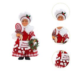 balikha Christmas Chef Ms Claus Figurine Chef Statue Centerpiece Collectible Xmas Gift Christmas Decoration for Home Fireplace Party C