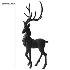 HIELLFQ Resin Reindeer Christmas Decorations-Elegant Black Reindeer Statues Office Table Living Room Decorations 13.7"