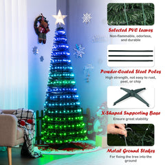  6.2 FT Pop-up Lighted Christmas Tree Pre-Lit Xmas Tree W/282 RGB LED Lights