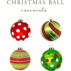 Katinyos 12PCS Christmas Balls Decorations Ornaments Set, Glittering Shatterproof Hanging Bulbs Christmas Tree Decor(Green)