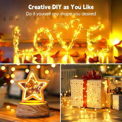 Fairy Lights Plug in, 33Ft 100 LEDs Waterproof Silver Wire Firefly Lights, Adaptor Included, Starry String Lights for Wedding Indoor Outdoor Christmas Patio Garden Decoration, Warm White
