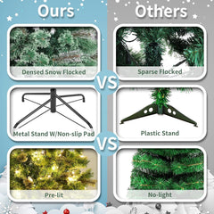 LAZY BUDDY 6ft Pre-lit Artificial Christmas Tree, Cashmere Hinged Xmas Tree with 550 Branch Tips & 250 Warm Lights