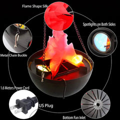 Eurhowing LED Flame Light, Realistic 3D Flickering Fire Effect Lamp, 110V Electric Flameless Fire Hanging Cauldron for Holiday, Christmas, Home Decor, 2 Pack