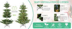 Bringstar 6Ft Prelit Christmas Tree, Premium Artificial Tree with 814 Realistic PE&PVC Mixed Tips, 400 Warm Lights