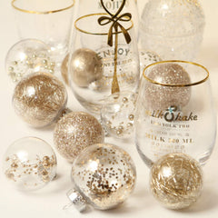 Sea Team 60mm/2.36" Shatterproof Clear Plastic Christmas Ball Ornaments Decorative Xmas Balls Baubles Set with Stuffed Delicate Decorations (30 Counts, Champagne)