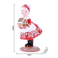 harmtty Xmax Christmas Ornaments Resin Santa Claus with Gingerbread House Create Atmosphere Table Decorations for Christmas A