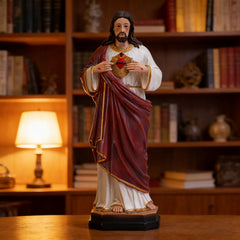 Catholic Sacred Heart of Jesus Statue, 10" H Jesus Christ Figure, Religious Catholic Gifts, Inspirational Indoor Home Decor, Hand Painted