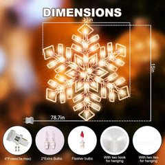 Lighted Snowflake Christmas Window Silhouette Decoration - Christmas & Party Lights for Home, Patio, Lawn & Garden